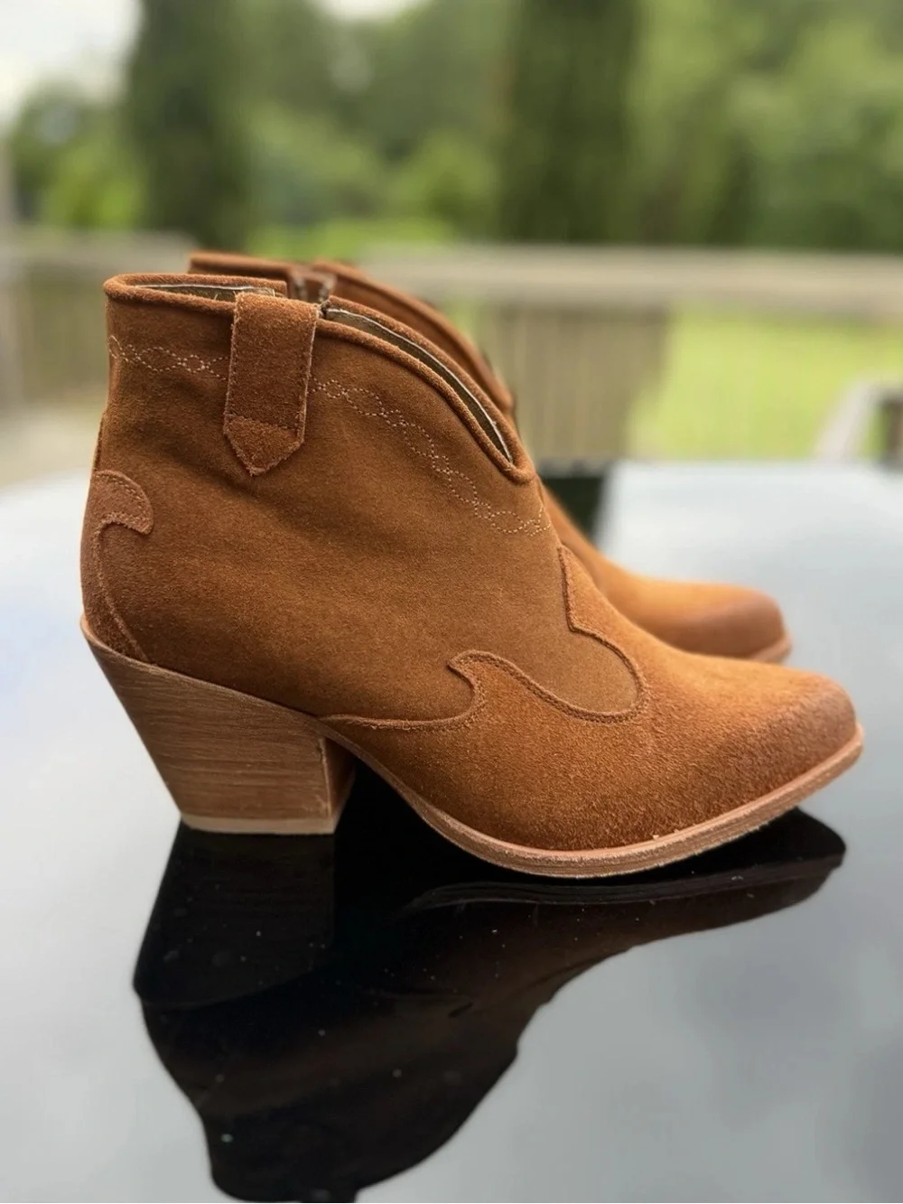 Shyanne Women’s Jodi Suede Leather Brown Western Ankle Boots Sz 6 EUC